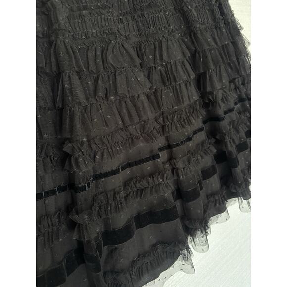 Mac Duggal 8054 Sz 4 Ruffle Cap Sleeve Embellished Tiered Midi Dress Velvet - Picture 4 of 10